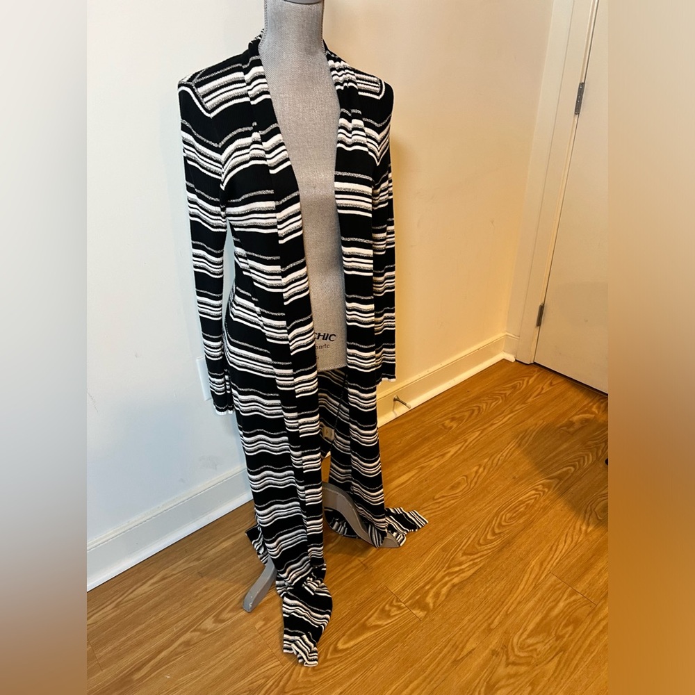 L'AGENCE Striped Plunge Neckline Sweater